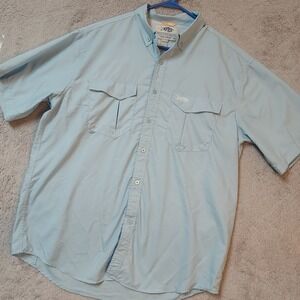 Aftco Shirt Mens Large Aftech Fish Vented Beach Outdoor Fishing Boat UPF Blue